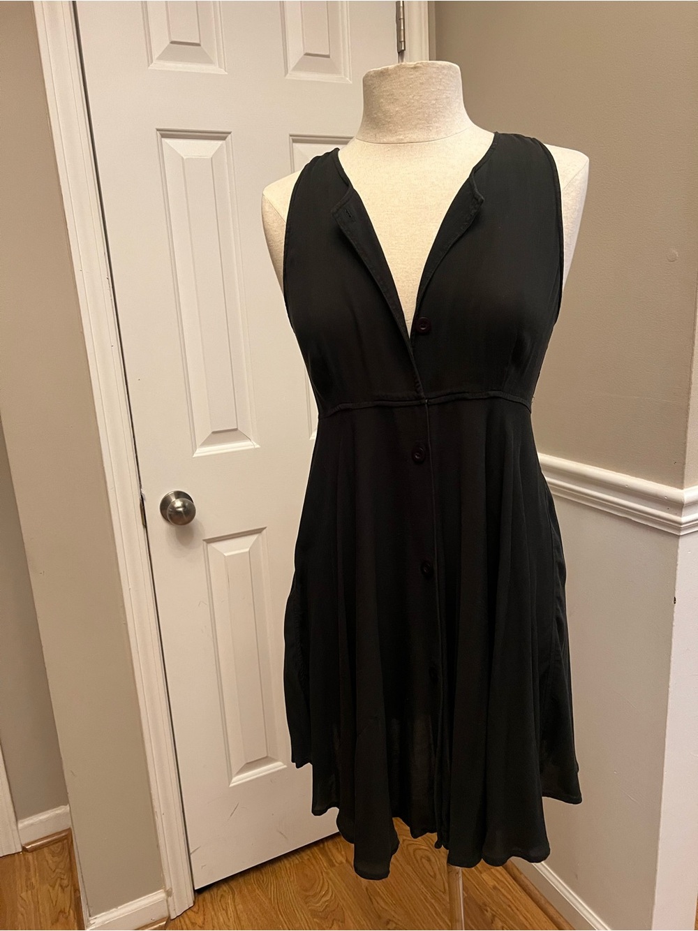 Giorgio Armani Classic Black Sleeveless Button-Front Dress